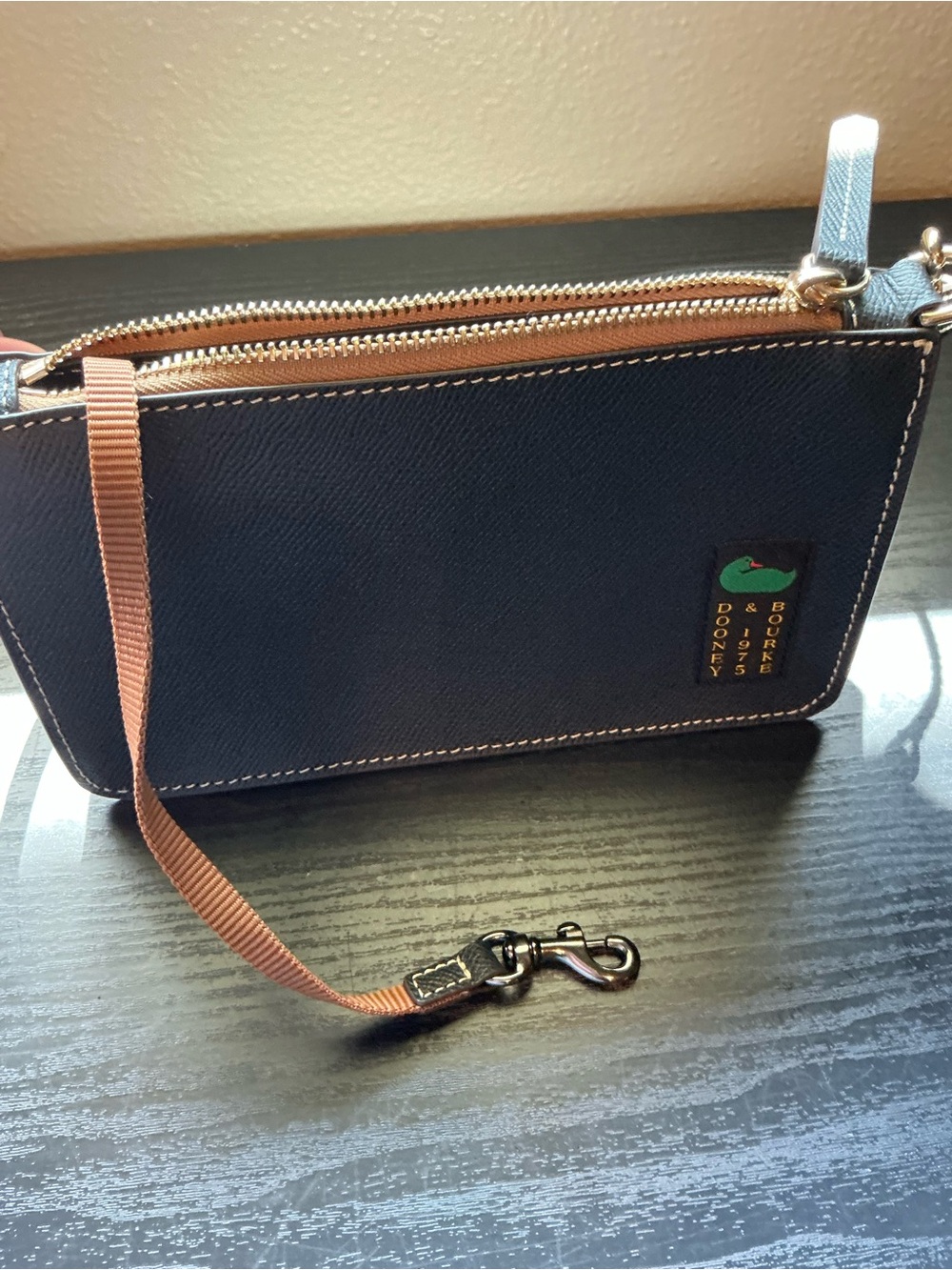 Dooney & Bourke Black Leather Double-Zip Wristlet